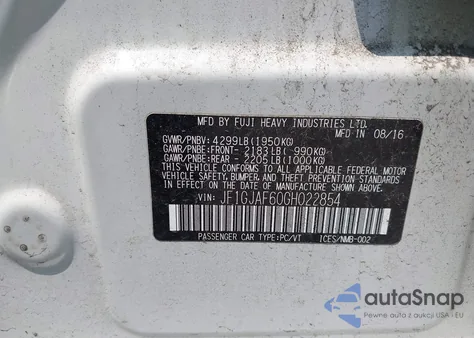 2016 Subaru Impreza 2.0I Premium из США, поврежденный, VIN JF1GJAF60GH022854